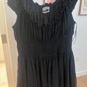 Urban Outfitters Black Blouse with Ruffled and Smocked Details